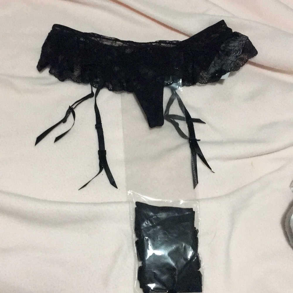 Black panties with garter
